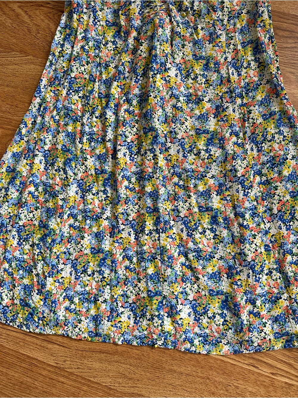 Faithfull the Brand floral mini dress Size 10 Blue White Yellow Orange - Picture 9 of 13